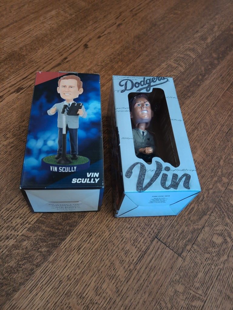 2013 + 2025 Dodgers Vin Scully Bobbleheads