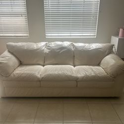 2 cream color Leather couches - see details 