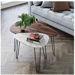 Moving Sale! - Nathan James Bodhi Mid-Century Modern fNesting Coffee Tables - Marble and Walnut