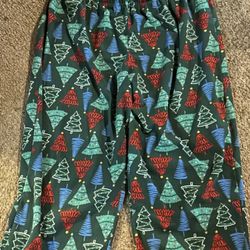 Christmas Pajama Pants And Black Leggings And A Bedtime Shirt