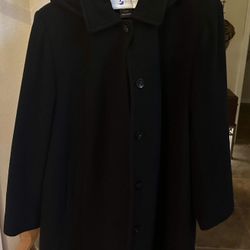 black medium length wool hooded coat size:2Xlarge  