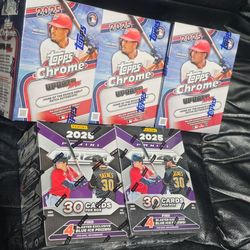 2025 Topps Chrome Update Series & 2025 Prizm Baseball Blaster Box! 5 Box Lot! New Factory Sealed!