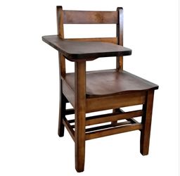 Antique 1930s Wooden School Desk Chair w/ Attached Desk