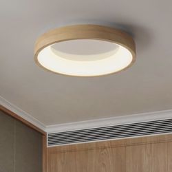 TFCFL 20inch Wood-Grain LED Close to Ceiling Light, Acrylic Flush Mount Ceiling Light Lamp Wall Control Dimming LED 3300-Lumen Light Fixture Minimalis