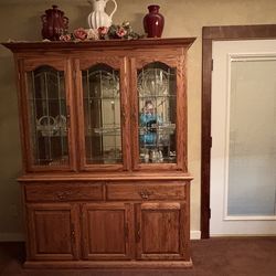Solid Oak Lightened China Cabinet
