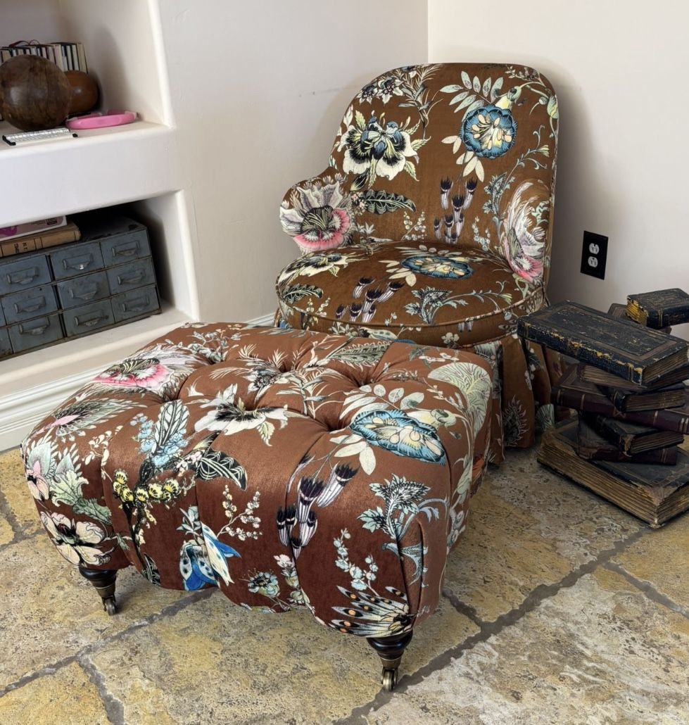 Anthropologie x House Of Hackney Velvet Occasional Chair & Ottoman