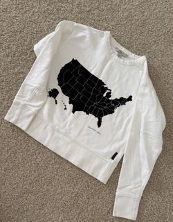 Calvin Klein Jeans Sweatshirt Lightweight S White USA Map