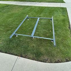 Queen Metal Bed Frame with caster wheels and a center support bar