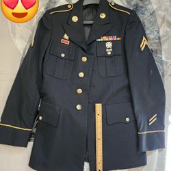 US Army Military Men ASU Uniform Coat Jacket NCO Pants Shirts White Long Short Sleeve Set Trousers Dress Blue