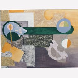 Original Vintage Geometrie Abstract Oil on Canvas