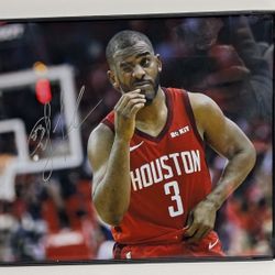 Chris Paul Houston Rockets Autograph Framed Photo Basketball Collectible Display
