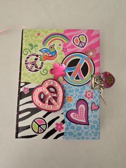 Peace Sign Diary with Lock and Keys