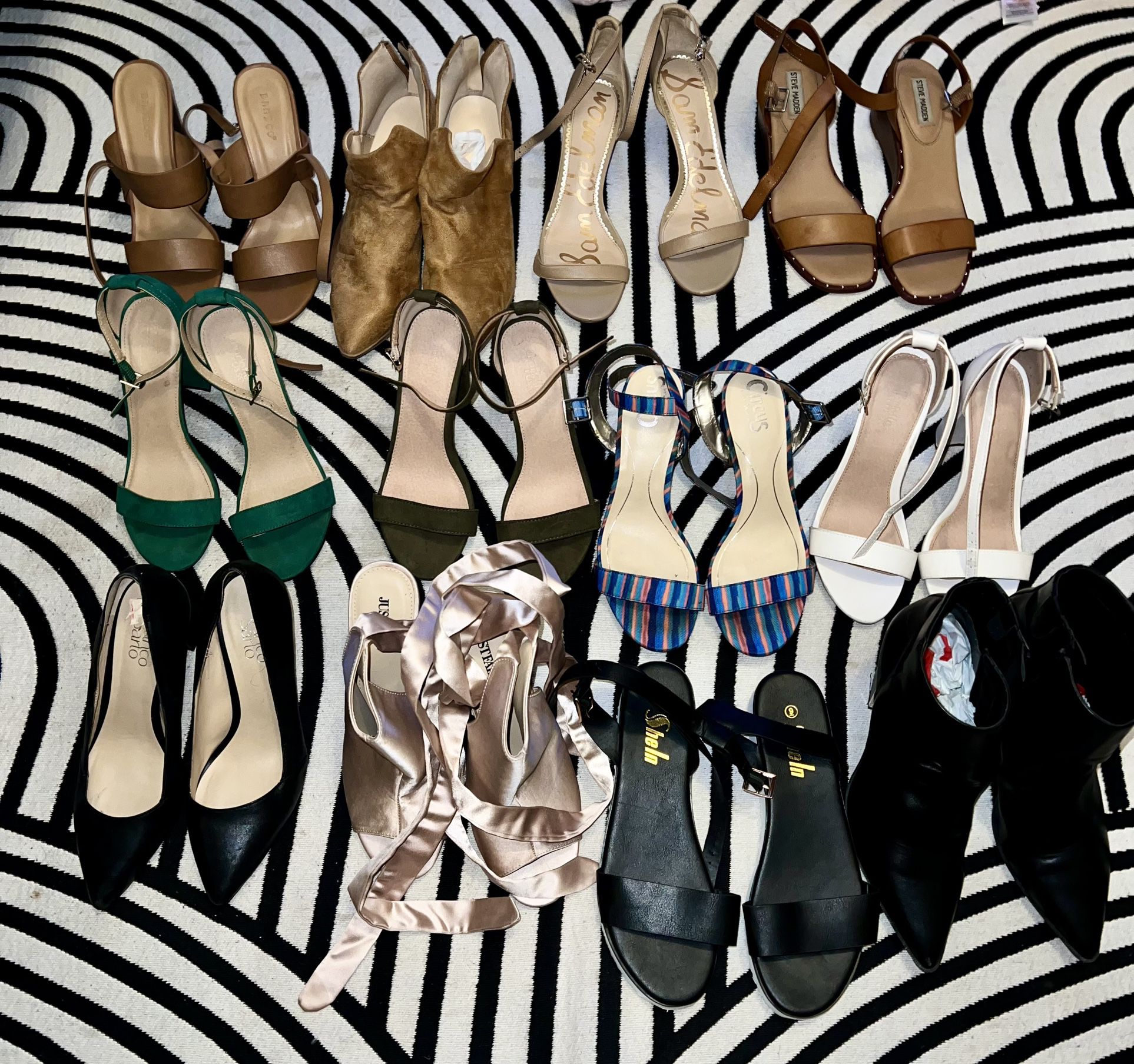 Lot of size 9 women’s heels, sandals and boots 12 pair of shoes!