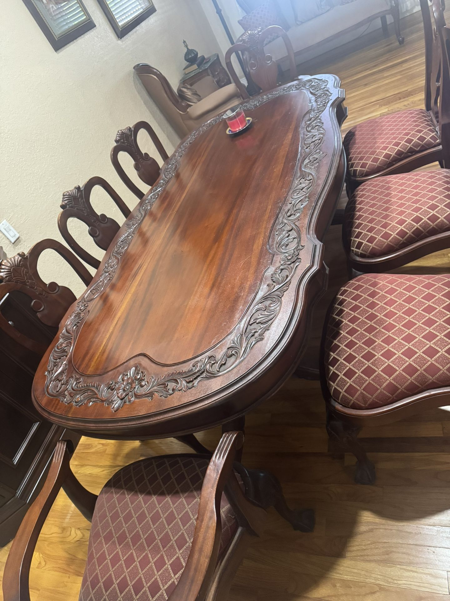 Mahogany Antique Dining Table And Love Seat