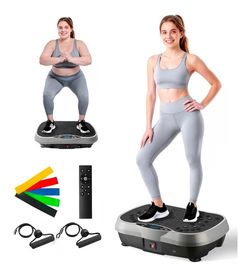 200-Level Vibrating Platform Machine for Weight Loss/Body Workout, Home Gym Fitness Shake Plate with Resistance Bands
