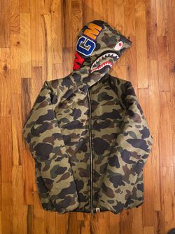 Bape Green Camo Shark Puffer Jacket