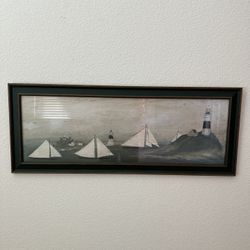 Beautiful Lighthouse and Sailboats Picture 