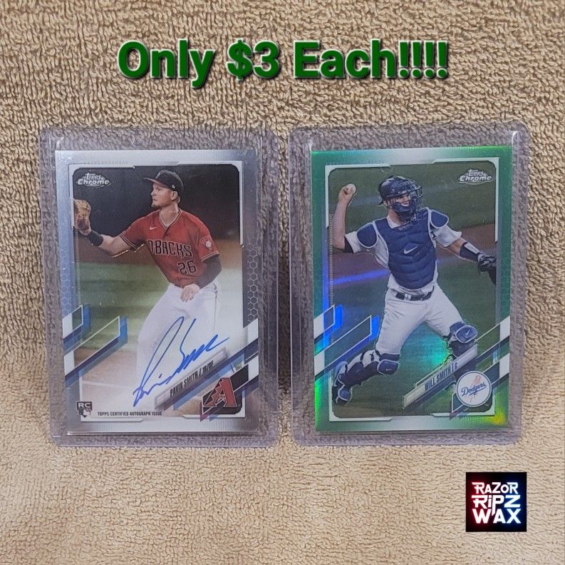 ** $3 EACH ** MLB BASEBALL TRADING CARDS 2 PICS TOPPS CHROME DONRUSS OPTIC AUTO INSERTS PARALLELS