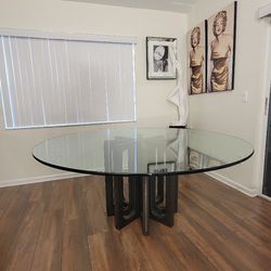 Round Glass Top Dining Table 72"