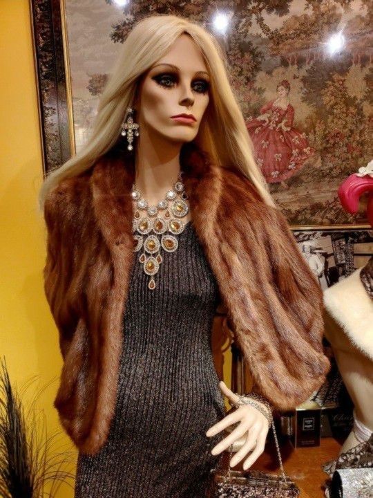 Genuine Mink Fur Shawl Cape 