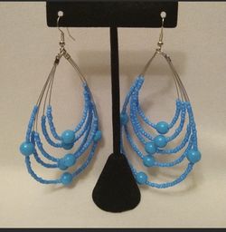 Earrings four layers circle turquoise