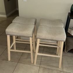 Set Of 4 Saddle Seat Barstools