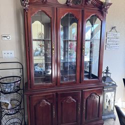 Vintage Cherry Solid Wood China Cabinet