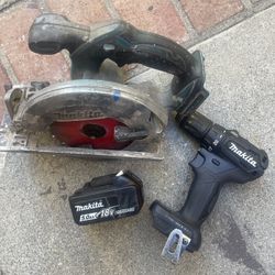 Makita Saw, Brushless Drill & Battery 18v $100
