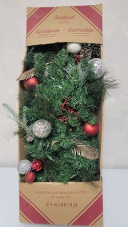 Pre-Lit Christmas Garland – 9 Feet – 90 LED Lights 🎄
