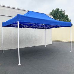 $145 (New in Box) Heavy-duty 10x15 ft outdoor ez pop up canopy party tent instant shades w/ carry bag (white, blue)