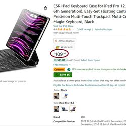 ESR iPad Magnetic Keyboard Case for iPad Pro 12.9 inch