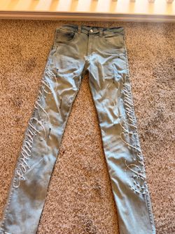 Rich grouipe Chrome Hearts Light Wash Denim Jeans