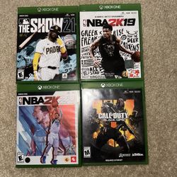 Xbox One Game Bundle – MLB The Show 21, NBA 2K19, 2K22 & Call of Duty BO4
