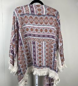 Democracy Size M Kimono Topper cardigan Geometric fringe Southwestern. Up to $25 NOW $10