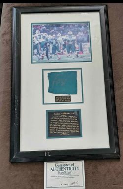 Ricky Williams Field Of Dreams Large Signed Frame With Game Used Pants 