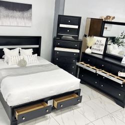 Get a Full or Queen Size Bed With Storage, Dresser & Mirror, Chest and Night Stand  — all for just $1098!