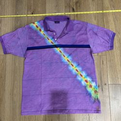 *NEW* HAND TIE DYED MENS 3~BUTTON GOLF SHORT SLEEVE SHIRT.  SIZE:  XL. 