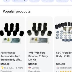 1987-91 Ford Bronco 3” Body Lift Kit Brand New Never installed
