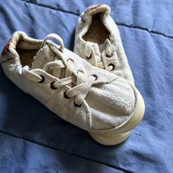 ROXY Beige Lace Up Low Top Women's Casual Sneakers Soft Fabric with Rubber Sole 