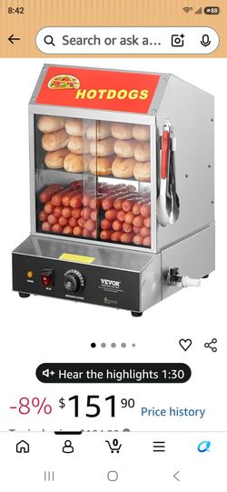Hot dog and bun steamer