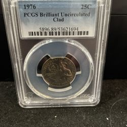 1976 P Brilliant Uncirculated Bugle Boy Washington Quarter Graded By PCGS T-20