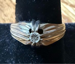 Portuguese White Gold Ring with Diamond in Center