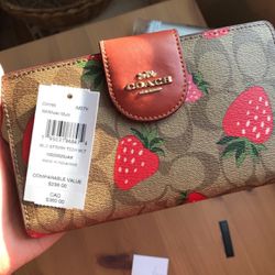Coach Wallet With Strawberry Print 