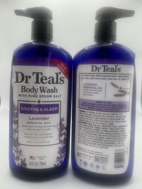2pack Dr Teal's Body Wash w Pure Epsom Salt, Soothe & Sleep w Lavender, 24 fl oz