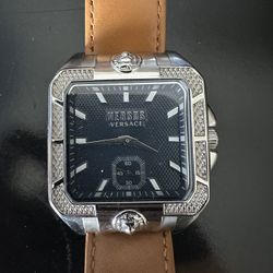 Versus Versace Men’s Watch – Stainless Steel Case, Leather Strap