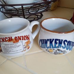 Vintage Labeled retro 70s/,80s Soup Mugs