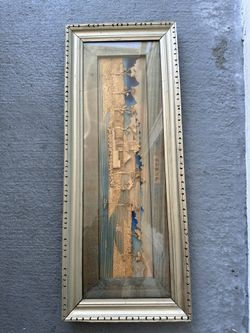 Vintage Chinese 3-D Cork Diorama Picture 27” X 11”