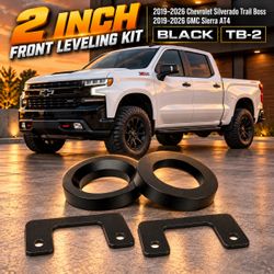 🔥 2″ FRONT LEVELING KIT • SILVERADO TRAIL BOSS / SIERRA AT4 • BLACK 🔥