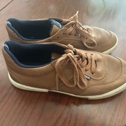 Brown Nautica boy shoes. 