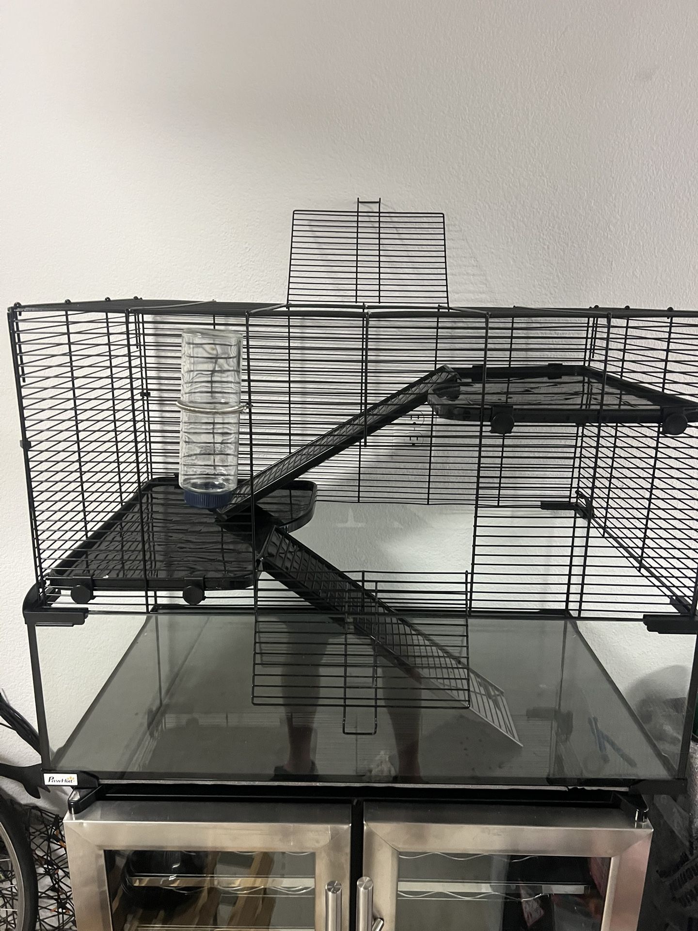Pawhut Large Hamster Cage W/ Tempered Glass Bottom